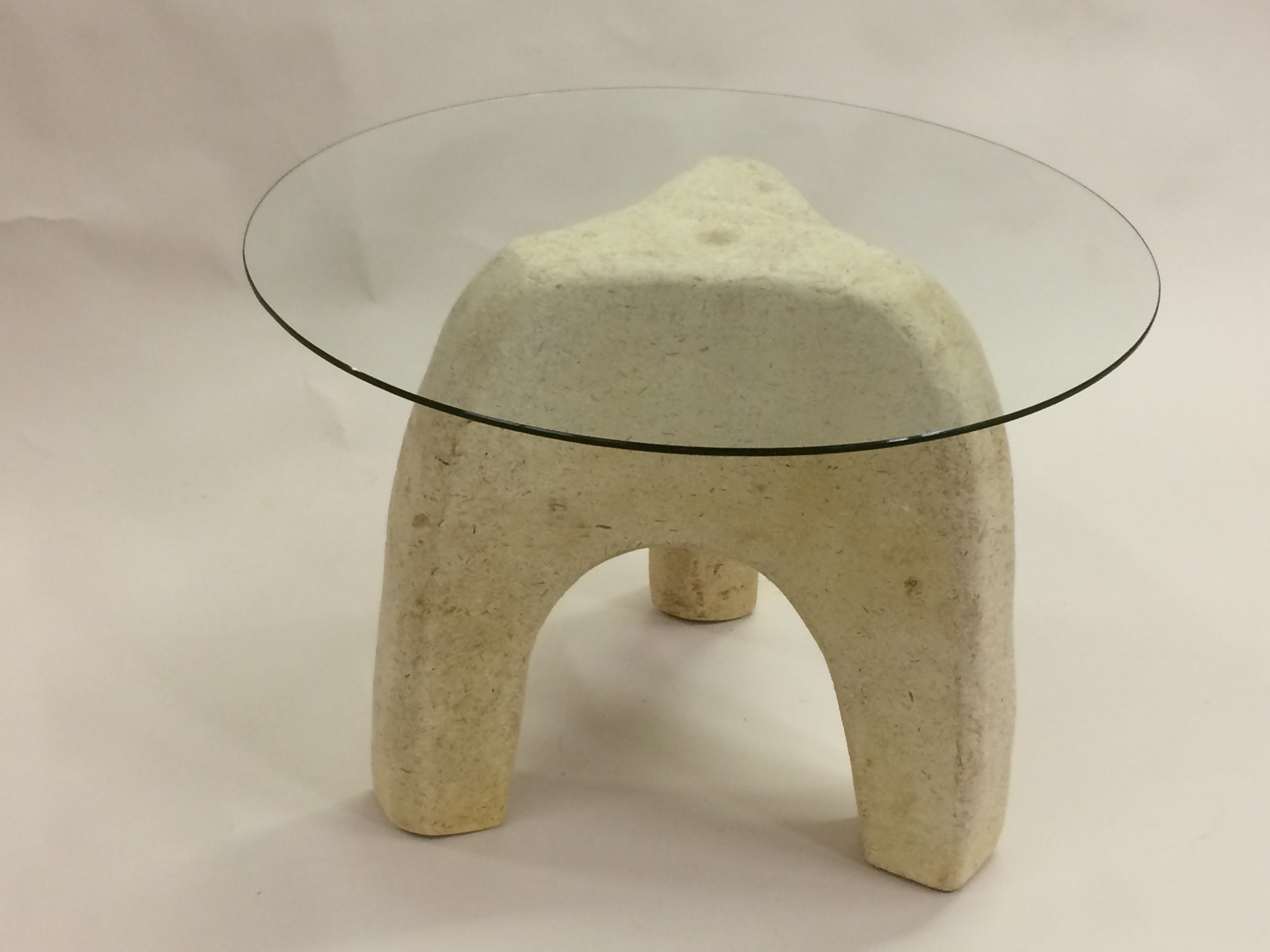 A coffee table made from hemp and mycelium by Tom Sippel
